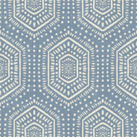 Boho Painted - Mudcloth Hexagons Jeans Blue tapet