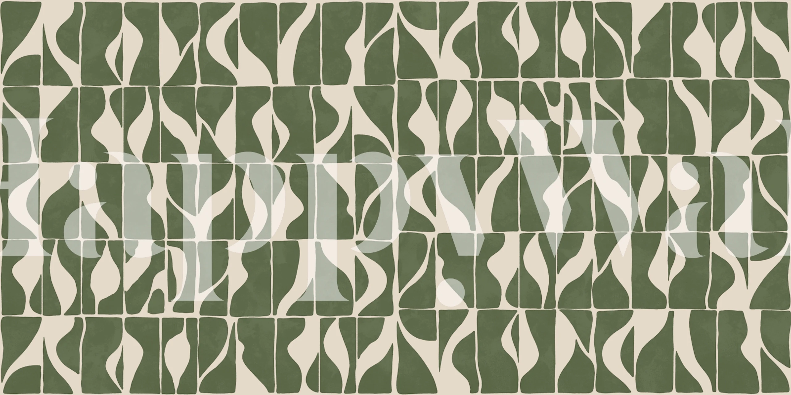 Sage geometric leaf wallpaper in a room