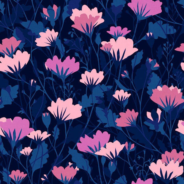 Wildflowers - Navy Pink