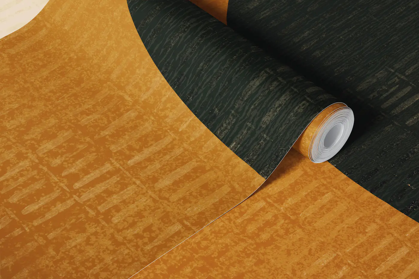 Mid Century Organic Shapes Olive wallpaper roll