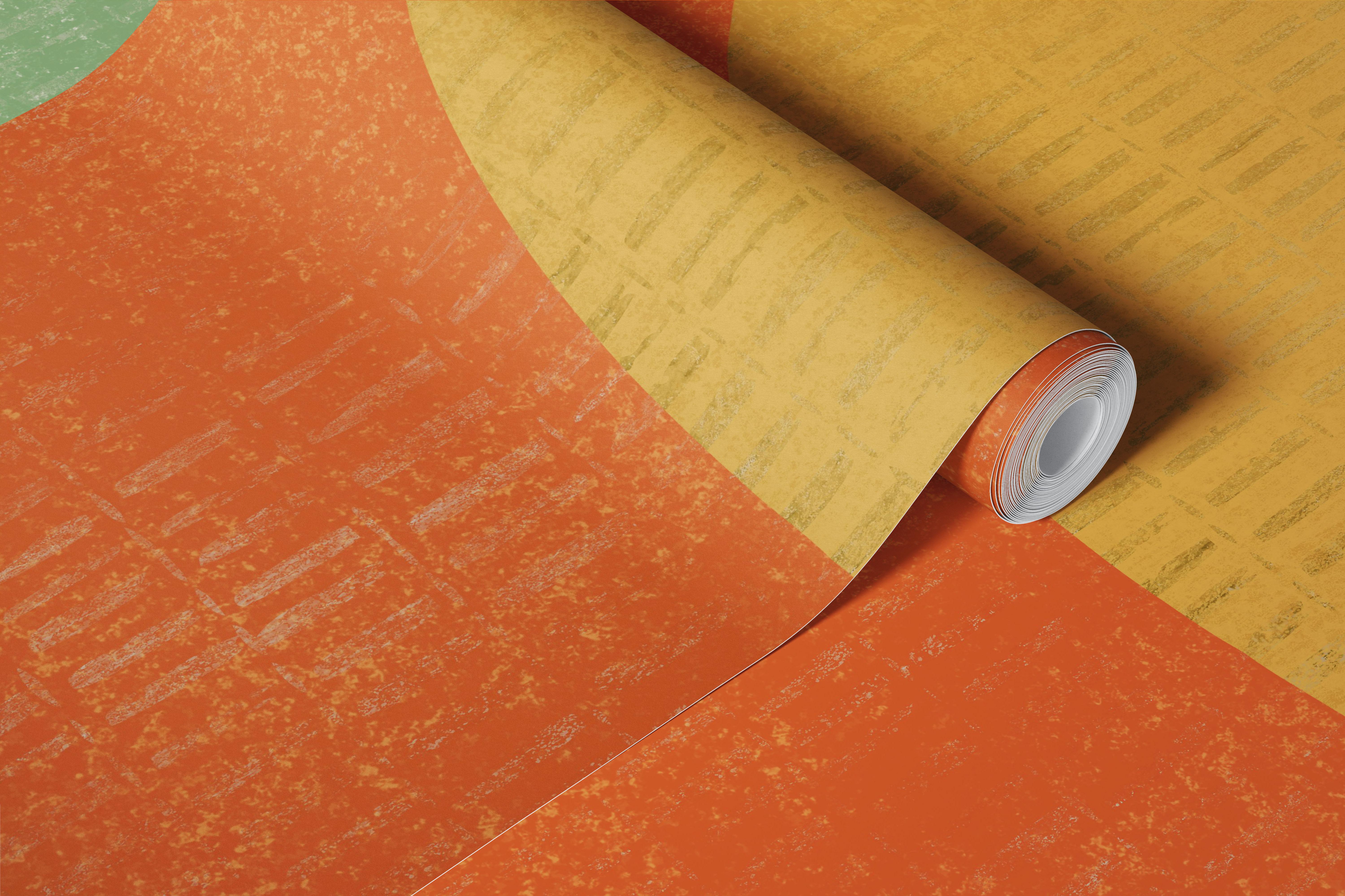 Retro abstract shapes wallpaper in a modern room