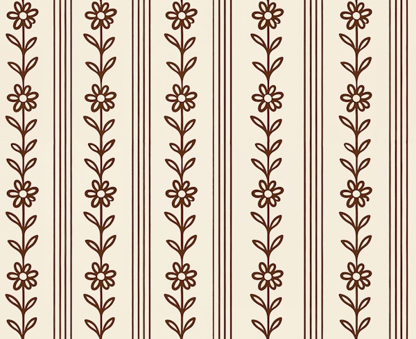 Brown Floral Stripes