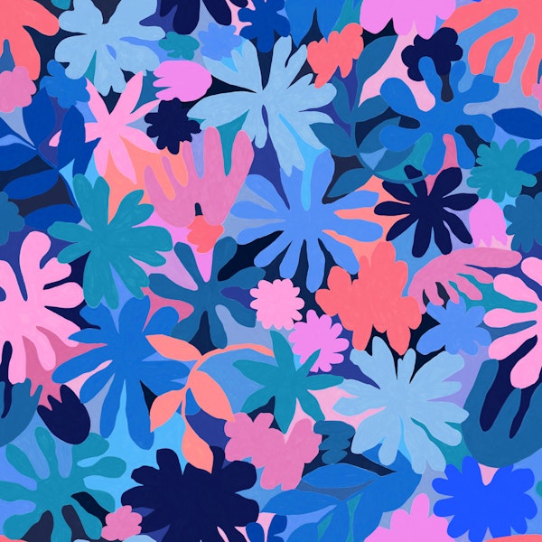 Bold Botanical Cobalt Leaves