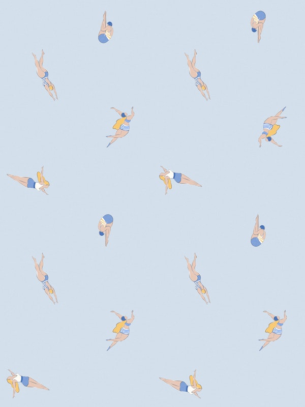 Retro Poolside Swimmers - Coastal Blue