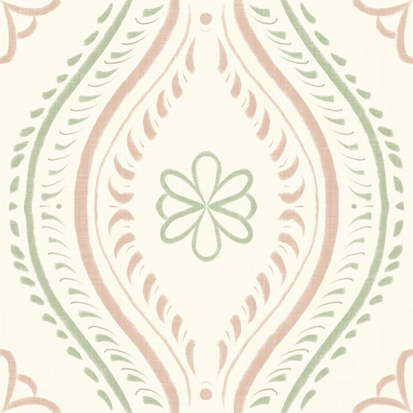 Faded Ogee Damask - Classic Grandmillennial