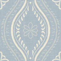 Faded Ogee Damask - French Country Blue wallpaper
