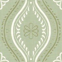 Faded Ogee Damask - Grandmillennial Green wallpaper