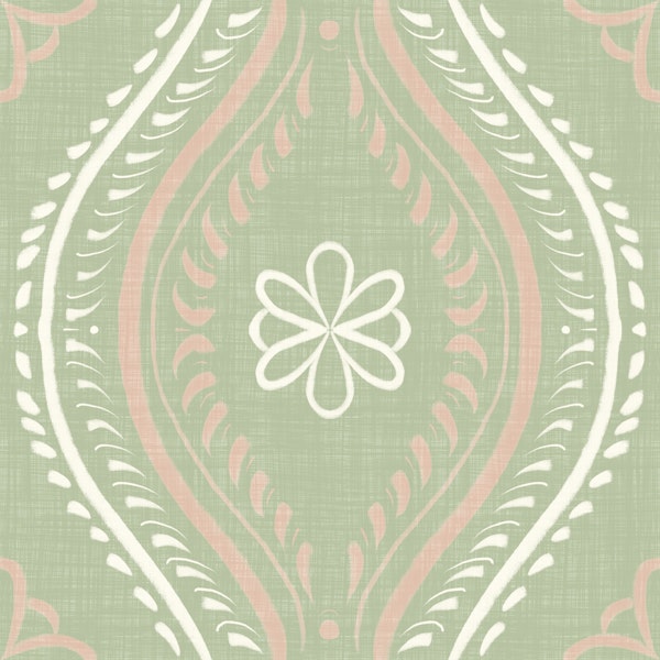 Faded Ogee Damask - Timeless Grandmillennial