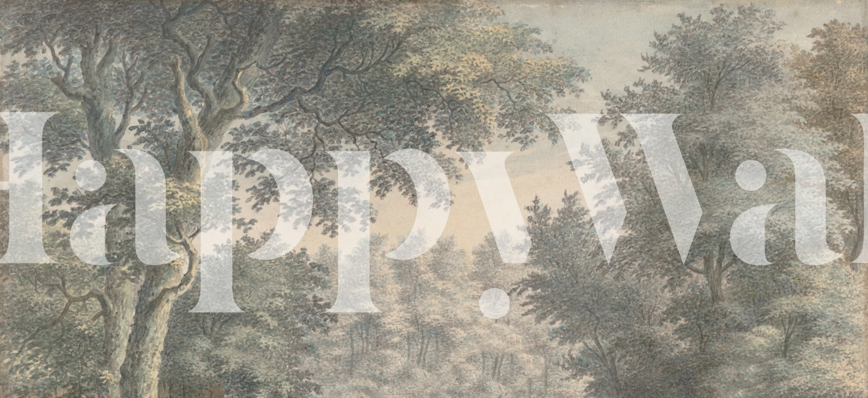 Leafy forest wallpaper in a room