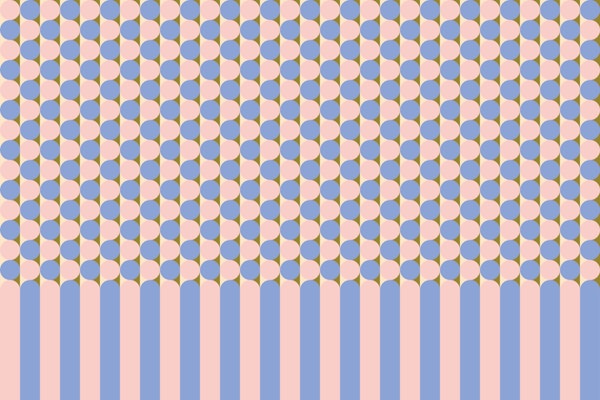 Retro Dots Arched Stripes - Periwinkle & Pink