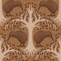 Kiwi Birds Sepia Tones tapet