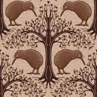 Rustic Kiwi Birds and Berries tapet