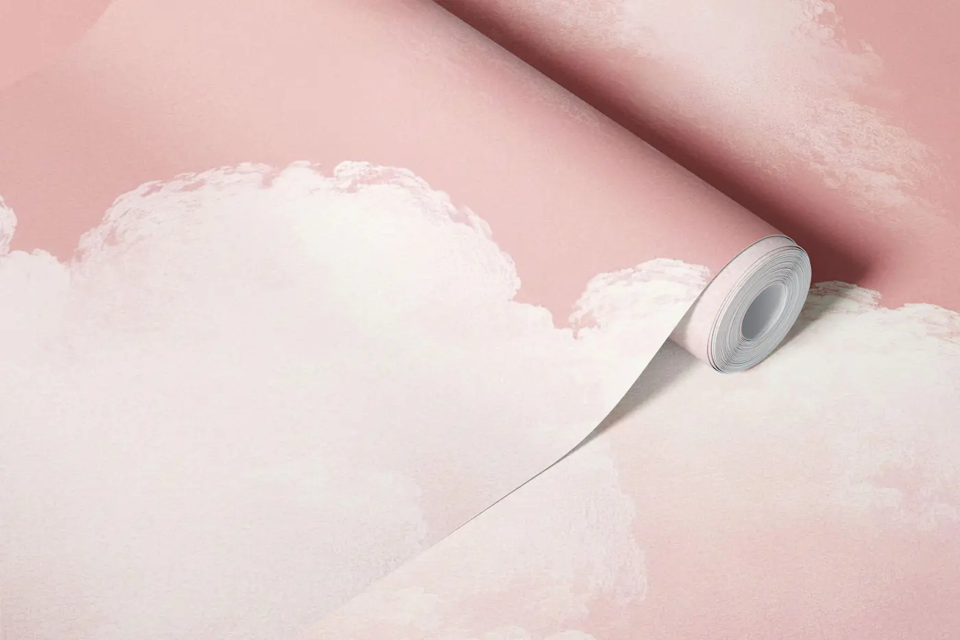 Fluffy White Clouds On Pink wallpaper roll