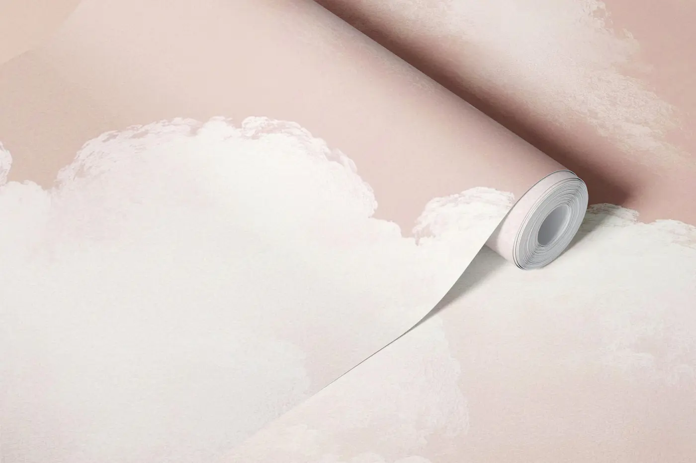 Fluffy White Clouds On Light Pink wallpaper roll