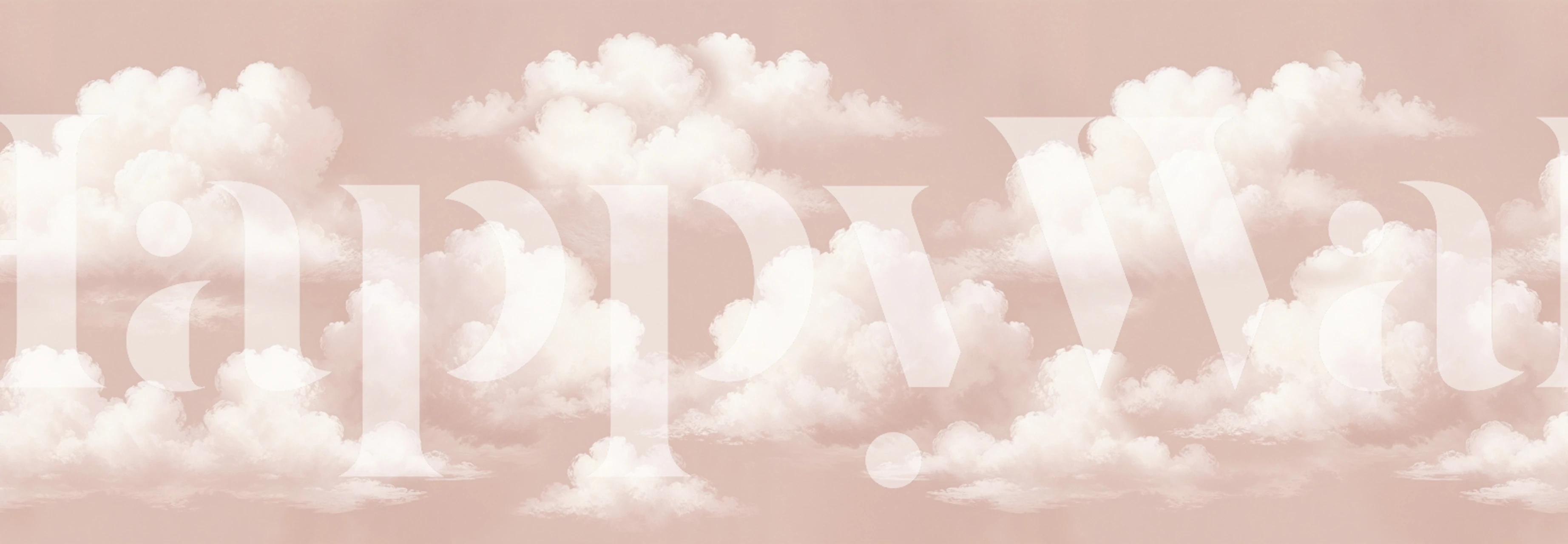 White cloud wallpaper in a light pink room