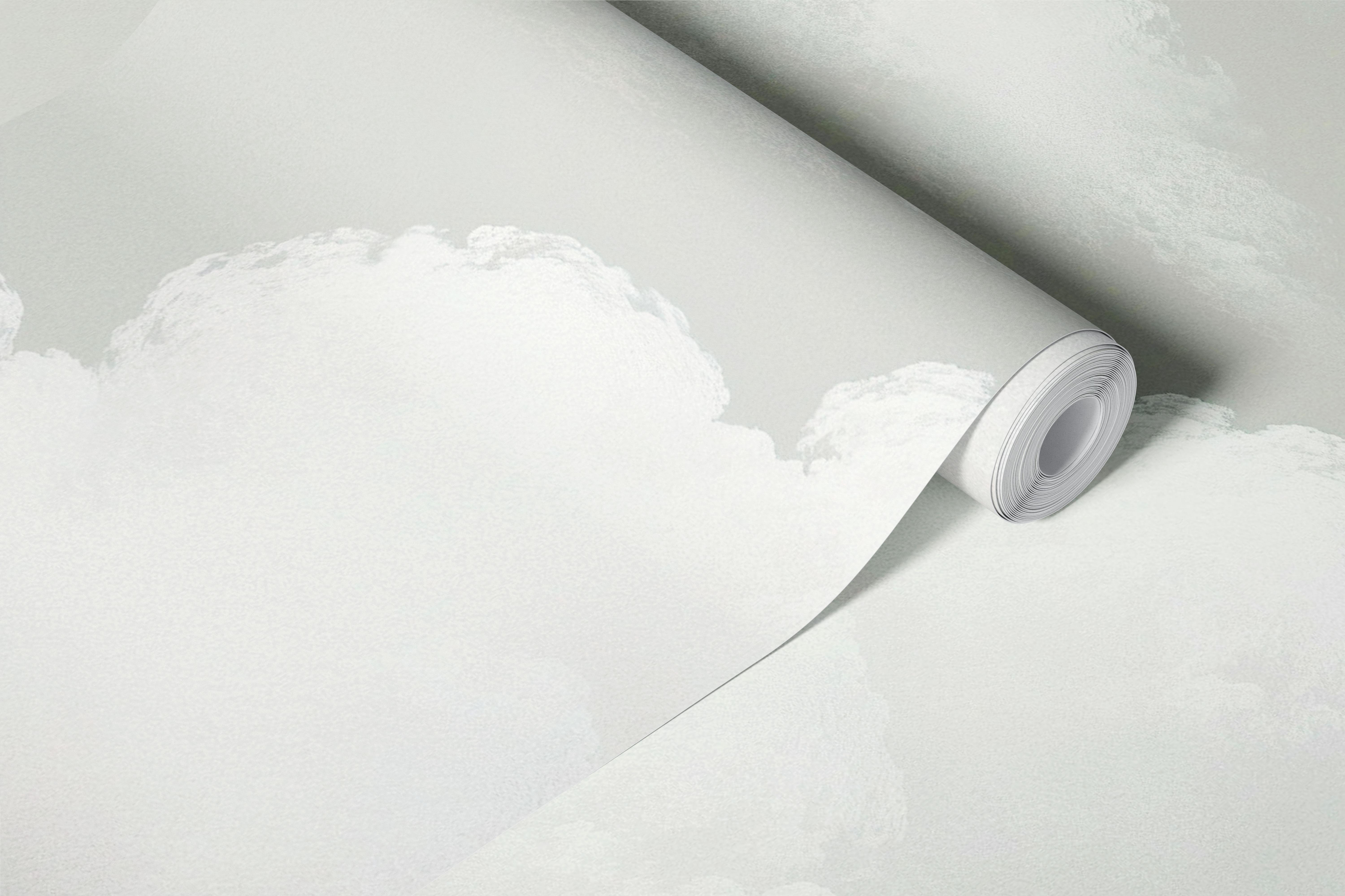 Fluffy white cloud wallpaper in a calm room