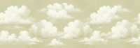 Fluffy White Clouds On Olive tapet