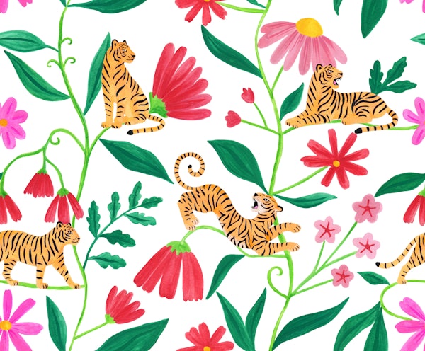Tiger Floral Vine Red