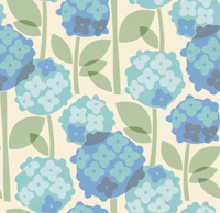 Mid Century Hydrangeas - Retro Blue tapete