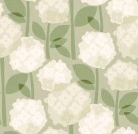 Mid Century Hydrangeas - White Hydrangea tapeta