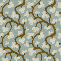 Hand Drawn Floral Vines in blue and green wallpaper