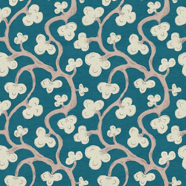 Hand Drawn Floral Branch Teal