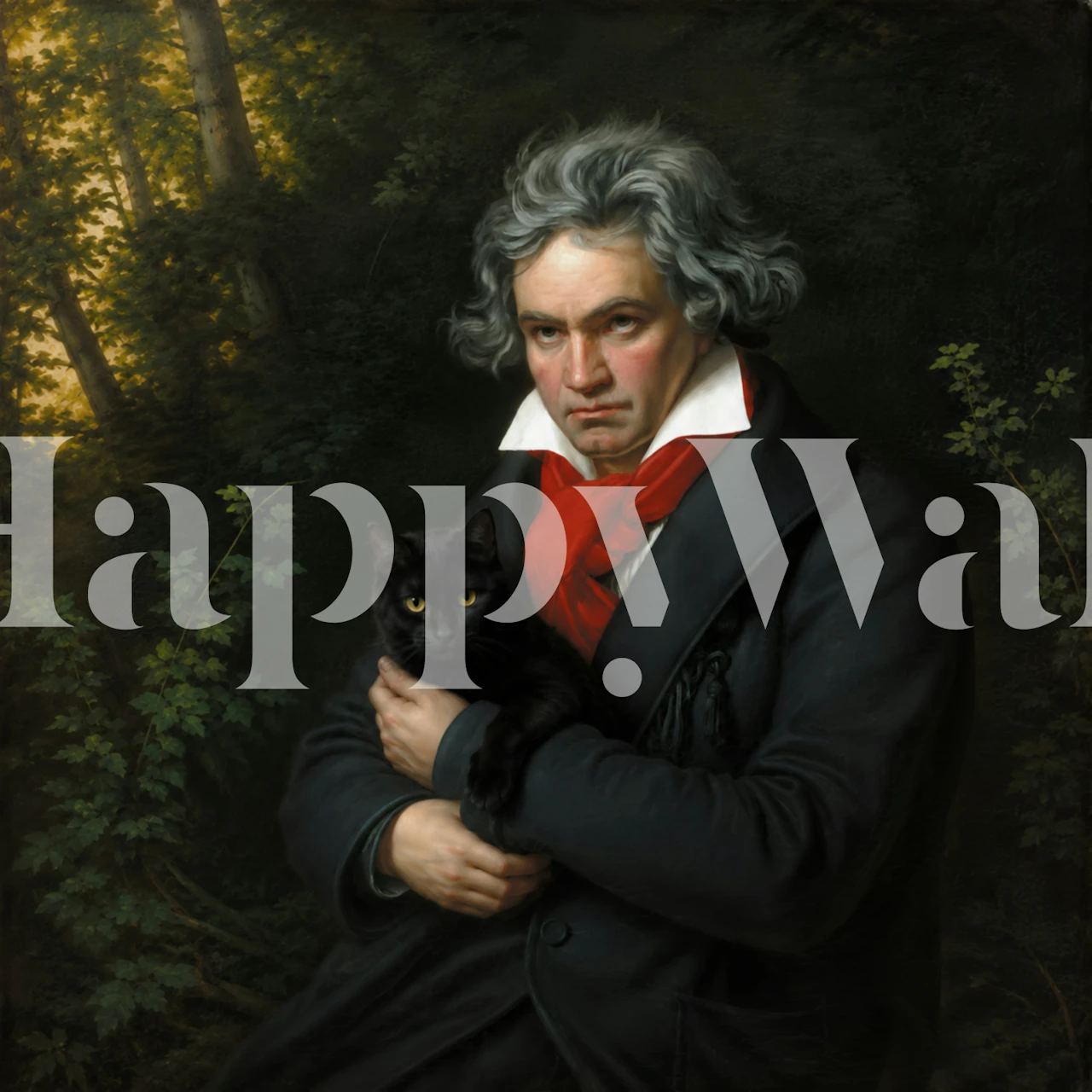 Classical Composer Beethoven With Black Cat tapet
