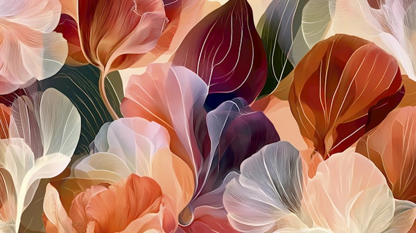 Soft Pastel Floral Leaves