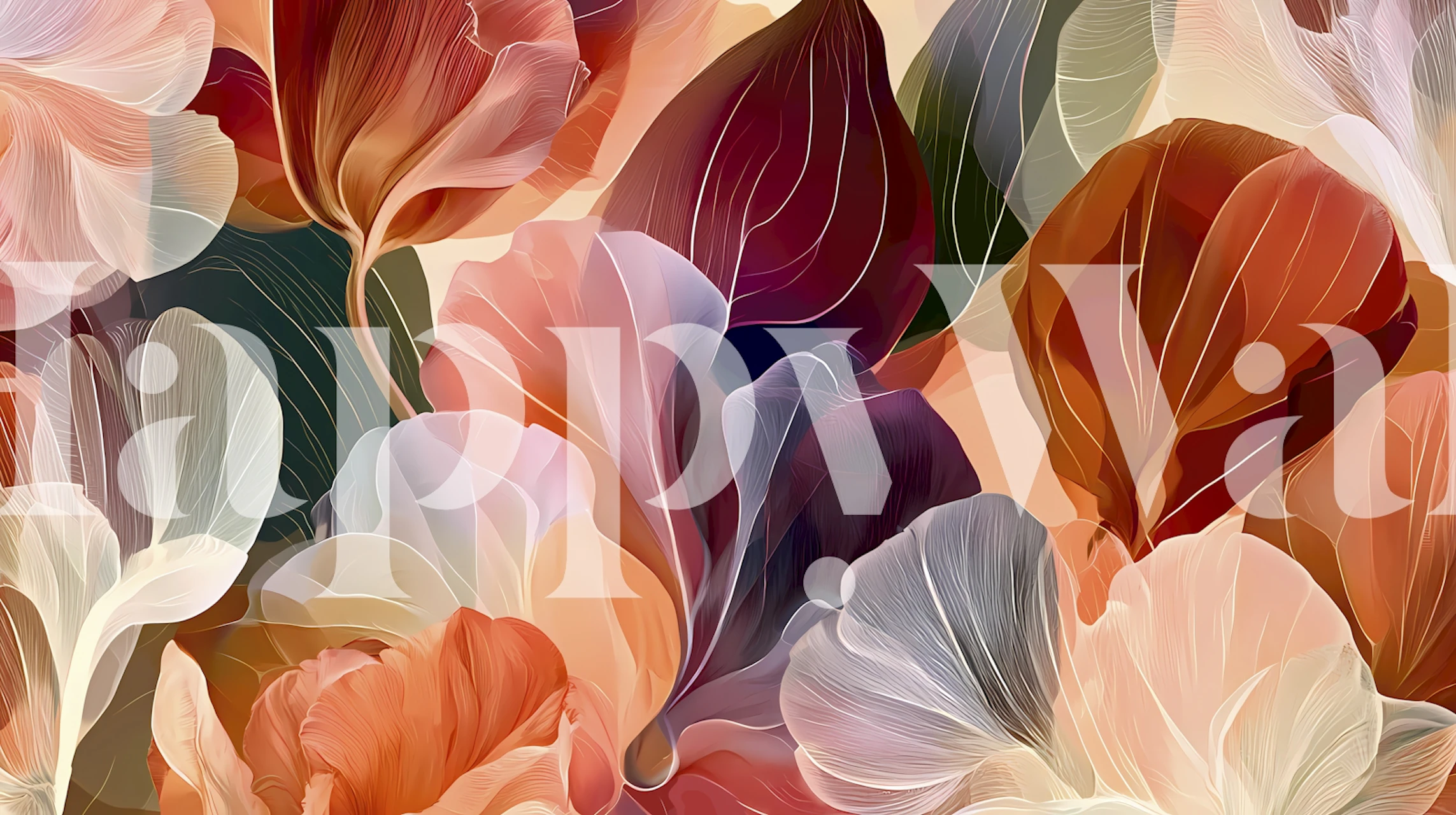 Soft Pastel Floral Leaves wallpaper