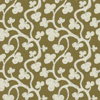Olive green and cream botanical vines wallpaper