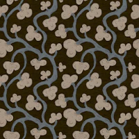 Antique botanical vines on dark brown wallpaper