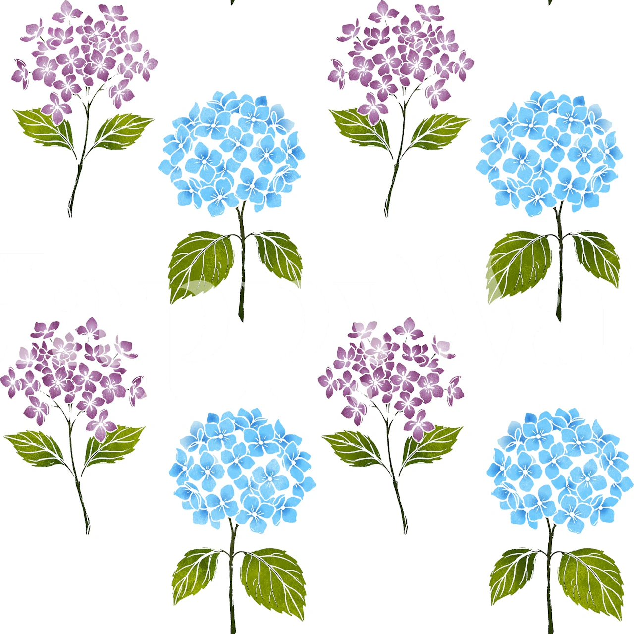 Blue & Purple Hydrangea papiers peint