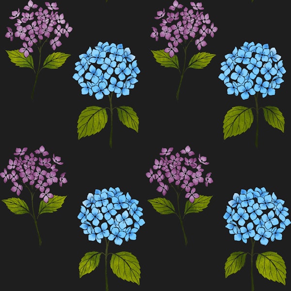 Blue & Purple Hydrangea Gray