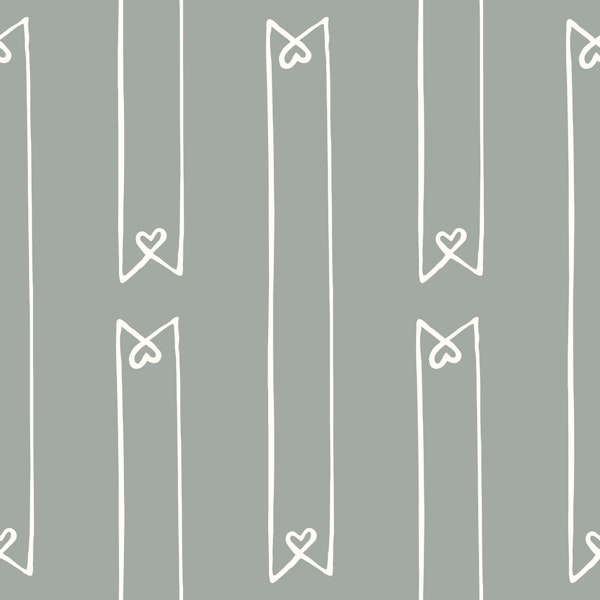 Sage Stripes With Heart Bows