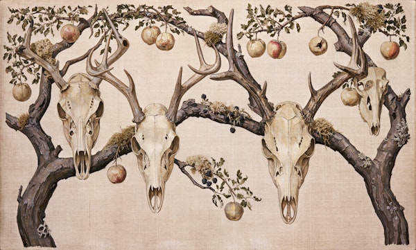 Vintage Deer Skull Mural