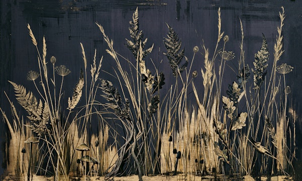Dark Wildflower Meadow Mural