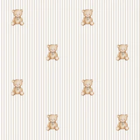 Teddy Bear Nursery in Beige Small Stripes tapet