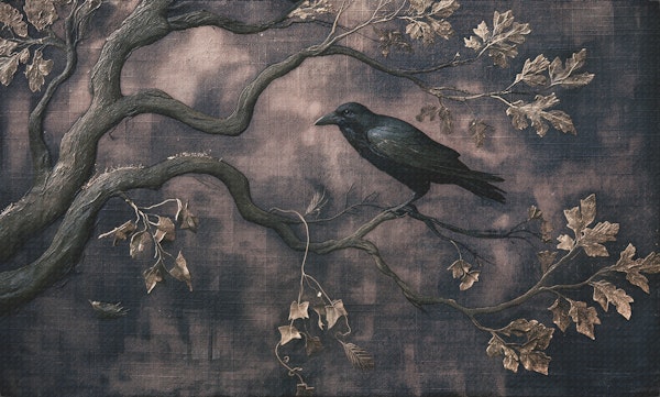 Gothic Black Crow Mural