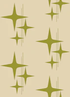Mid Century Modern Atomic Stars Avocado Beige tapeet