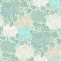Vintage Hydrangea Garden in Aqua Mint Sage behang