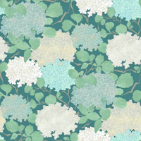 Vintage Hydrangea Garden in Teal Mint Ivory behang