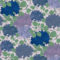 Vintage Hydrangea Garden in Blue Green Lilac behang