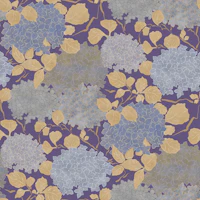 Vintage Hydrangea Garden in Purple Ochre Pink behang