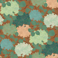 Vintage Hydrangea Garden in Rust Sage Teal behang