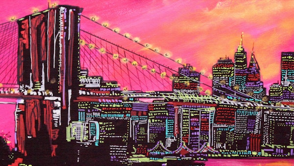 Brooklyn Bridge Neon Cityscape