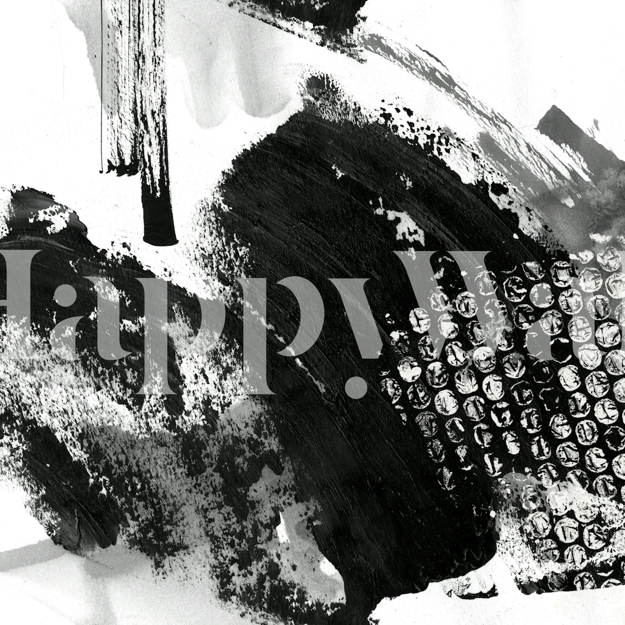 Black and white abstract wallpaper in a modern room