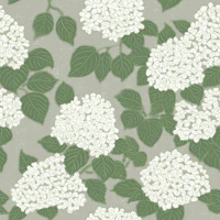 White Hydrangea Sage Leaves papel pintado
