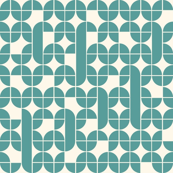 Mid Century Pattern Cyan