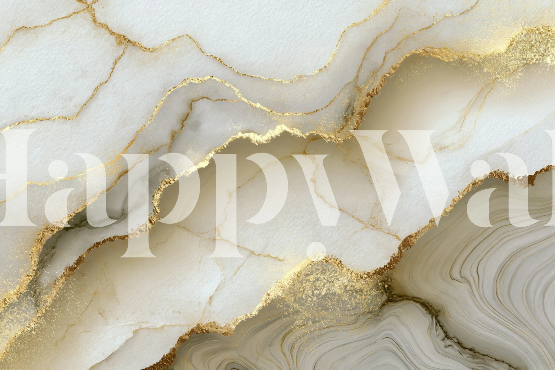 Calm Currents Marble White And Gold tapetas