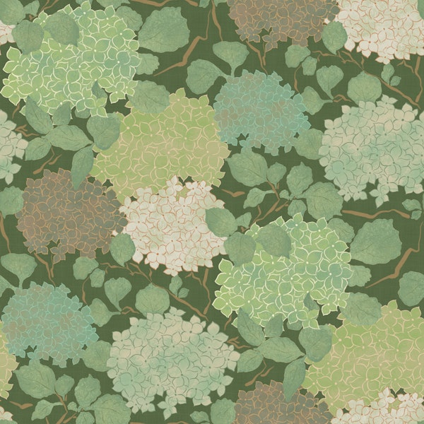 Vintage Hydrangea Garden in Green